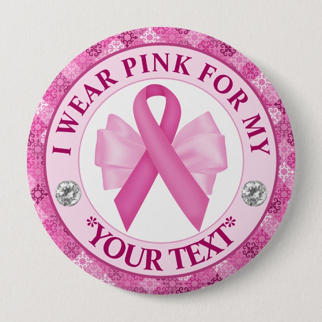 Badge Rond 10 Cm Conception Ruban Rose pour la sensibilisation au c (Devant)