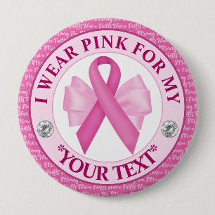 Badge Rond 10 Cm Conception Ruban Rose pour la sensibilisation au c