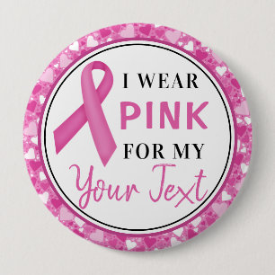 Badge Rond 10 Cm Conception Ruban Rose pour la sensibilisation au c