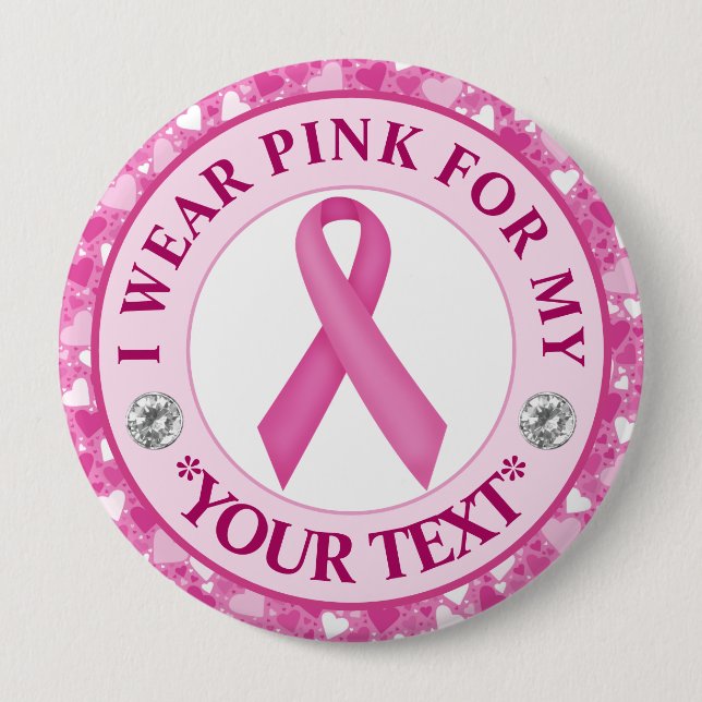 Badge Rond 10 Cm Conception Ruban Rose pour la sensibilisation au c (Devant)