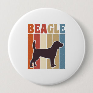Badge Rond 10 Cm Conception vectorielle à rayures rétro de chien Be