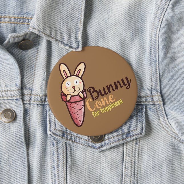 Badge Rond 10 Cm Cône lapin personnalisable (En situation)
