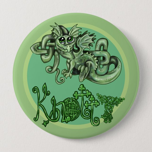 Badge Rond 10 Cm Connard ! Celtic Knot lil Dragon ~Buttons (Devant)