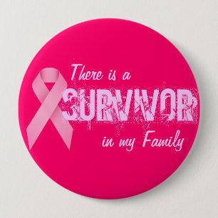 Badge Rond 10 Cm Conscience de cancer du sein - bouton de survivant