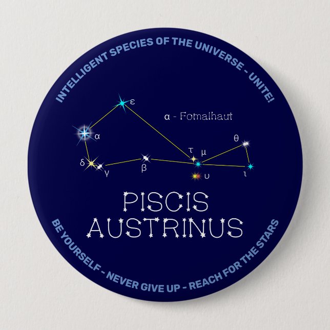 Badge Rond 10 Cm Constellation de l'hémisphère Sud Piscis Austrinus (Devant)