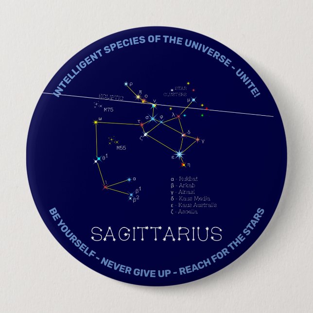 Badge Rond 10 Cm Constellation du zodiaque Sagittaire (Devant)