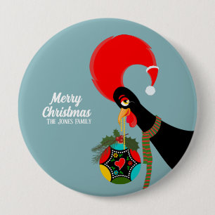 Badge Rond 10 Cm Coq portugais et saint Bauble de Noël