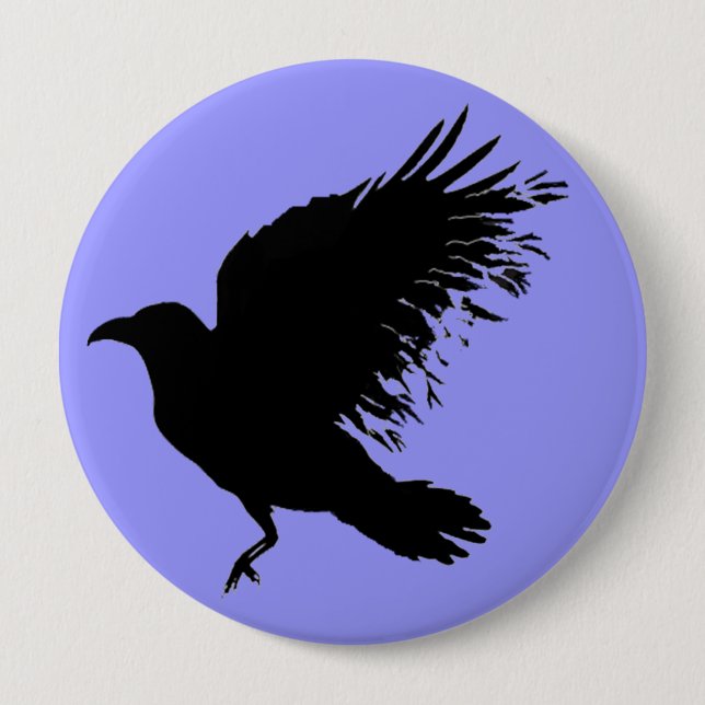 Badge Rond 10 Cm Corbeau - noir (Devant)