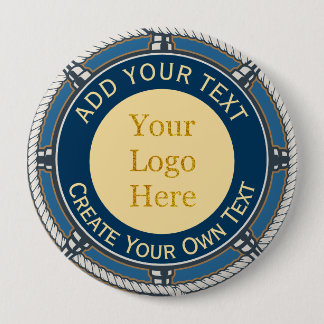 Badge Rond 10 Cm Corde nautique bleue et or de logo d'entreprise pe