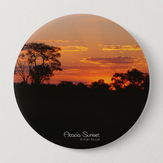 Badge Rond 10 Cm Coucher de soleil Acacia (Devant)
