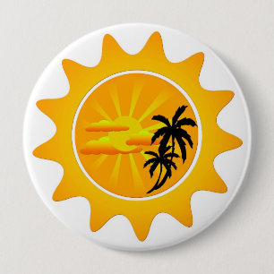 Badge Rond 10 Cm Coucher de soleil tropical