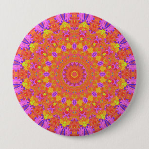 Badge Rond 10 Cm Couleurs vives psychédéliques abstraites kaléidosc