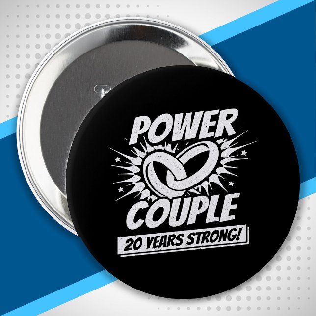 Badge Rond 10 Cm Couples mariés à 20 ans et forts (Créateur téléchargé)