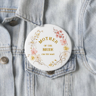 Badge Rond 10 Cm Couronne de fleurs rose élégante pour la mère de l