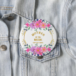 Badge Rond 10 Cm Couronne florale rose élégante pour la mère de la