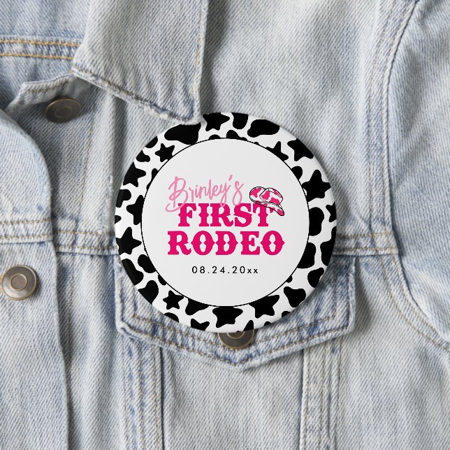 Badge Rond 10 Cm Cowgirl Disco Rose Premier Rodéo (En situation)