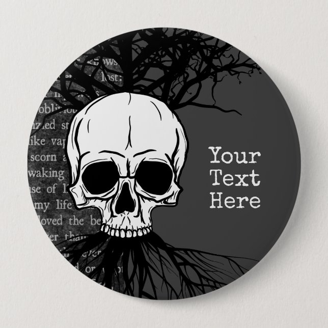 Badge Rond 10 Cm Crâne (Devant)