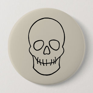 Badge Rond 10 Cm Crâne - Bone White et Bat Black