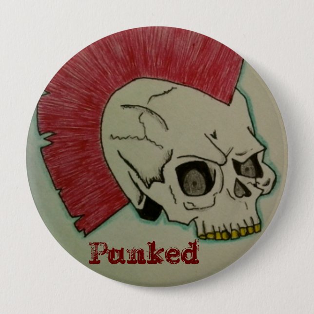 Badge Rond 10 Cm Crâne punk (Devant)