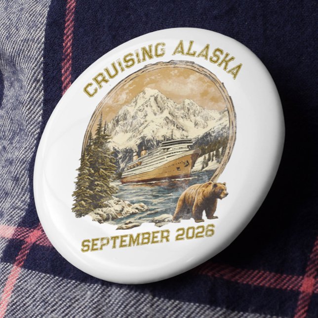 Badge Rond 10 Cm Croisière Alaska Rétro en détresse embarquement  (Créateur téléchargé)