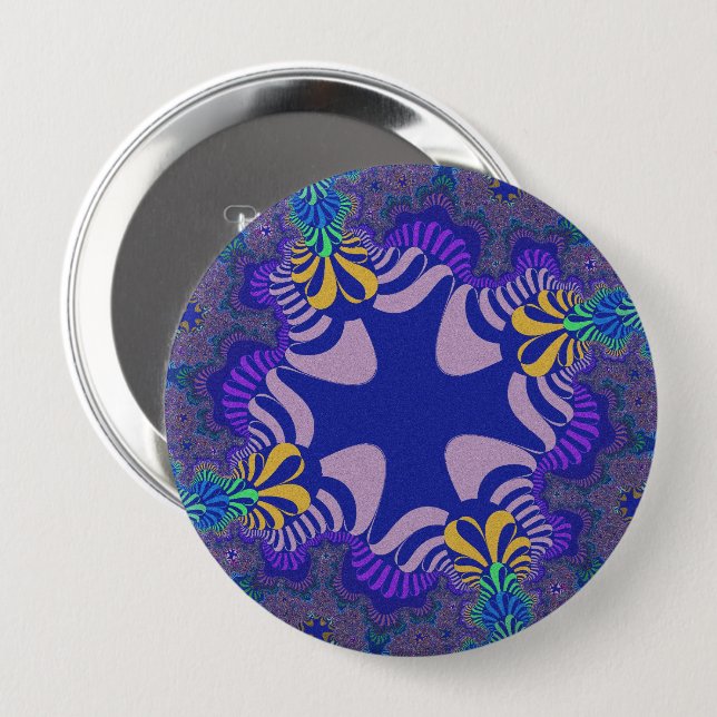 Badge Rond 10 Cm Croix de lavande et de violet (Devant & derrière)