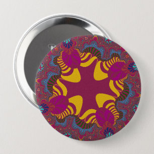 Badge Rond 10 Cm Croix rose et jaune