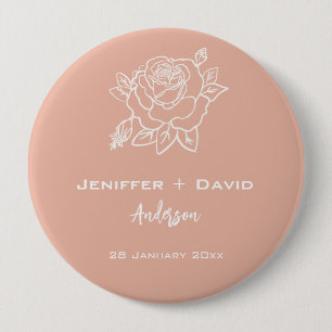 Badge Rond 10 Cm Croquis de rose personnalisé pour mariage