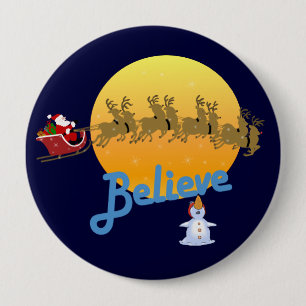 Badge Rond 10 Cm Croyez en père noël