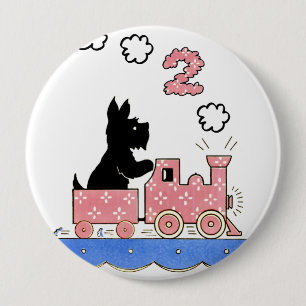 Badge Rond 10 Cm Cru d'anniversaire an de deux bouton rond filles