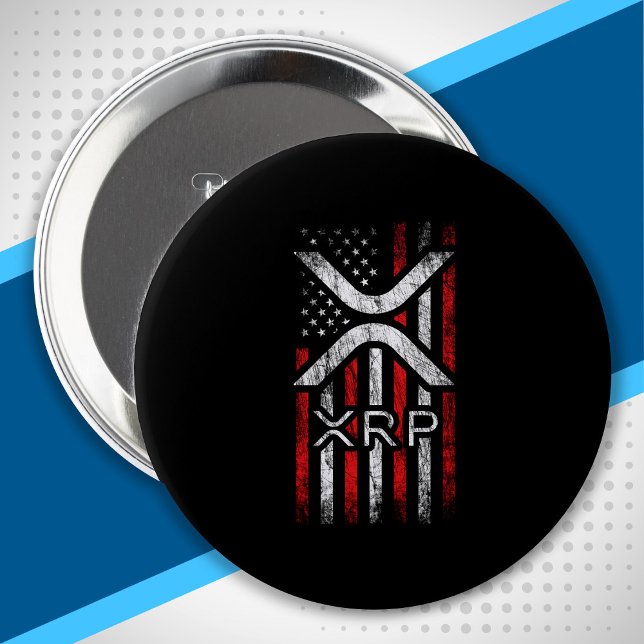 Badge Rond 10 Cm Crypto Currency - XRP Cryptocurrency American Flag (Créateur téléchargé)