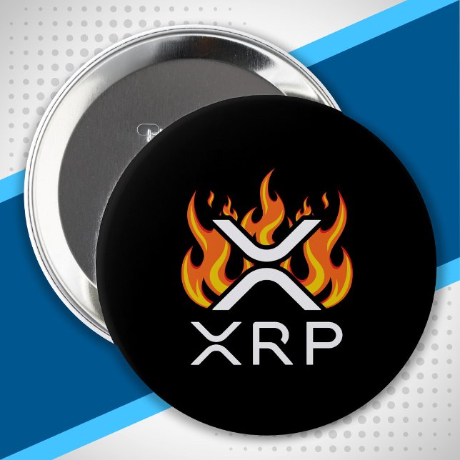 Badge Rond 10 Cm Cryptomonnaie XRP Crypto Orange Flames Flammes Fla (Créateur téléchargé)