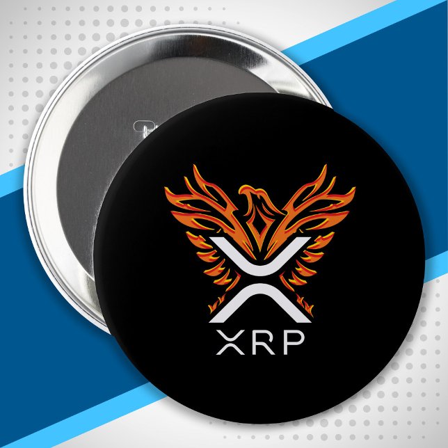 Badge Rond 10 Cm Cryptomonnaie XRP Crypto Orange Rising Phoenix (Créateur téléchargé)
