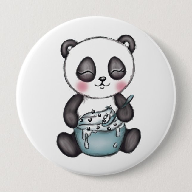 Badge Rond 10 Cm Cute Panda (Devant)