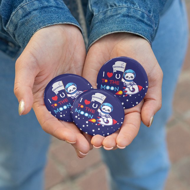 Badge Rond 10 Cm Cute Panda Bear Sur Rocket Ship Kids Personnalisé (Créateur téléchargé)
