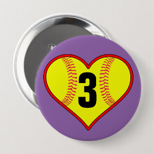Badge Rond 10 Cm Cute Softball Coeur Personnalisable Softball Pin