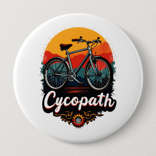 Badge Rond 10 Cm Cycopaure : Vélo énergétique et soleil couchant Gr