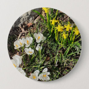 Badge Rond 10 Cm Daffodiles et insigne de crocus