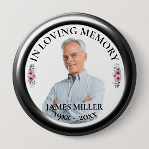 Badge Rond 10 Cm DANS L'AMOUR MÉMOIRE. Bouton Personnaliser la phot