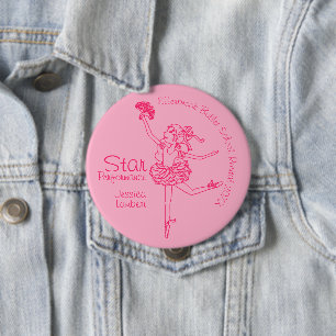 Badge Rond 10 Cm Danseuse étoile ballon rose contour prix
