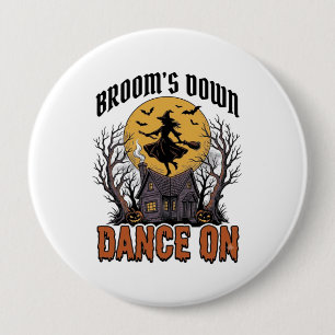 Badge Rond 10 Cm Danseuse Sorcière Drôle Gravure Halloween Vintage