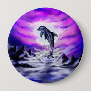 Badge Rond 10 Cm Dauphin clair de lune