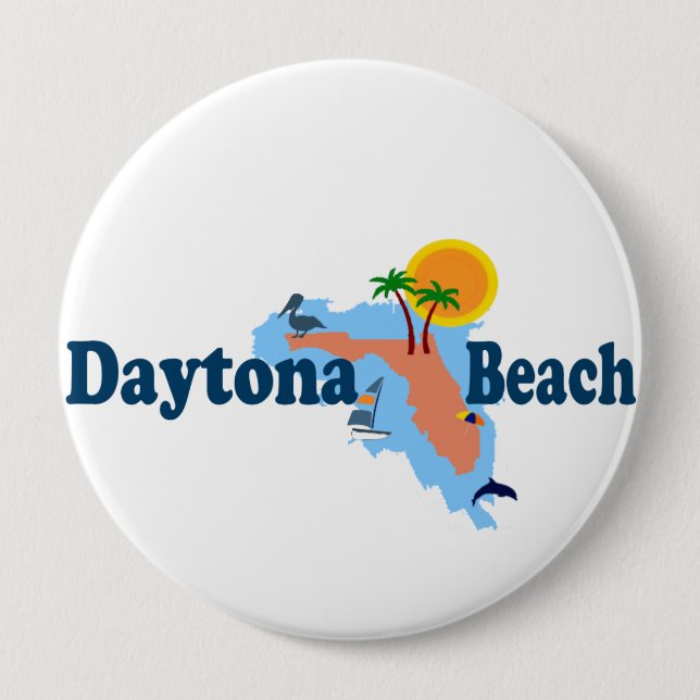 Badge Rond 10 Cm Daytona Beach. (Devant)