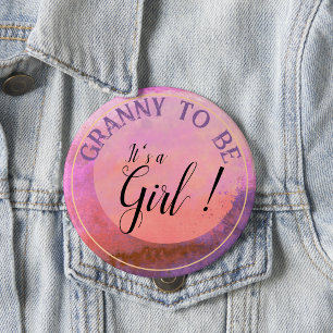 Badge Rond 10 Cm Dégradé rose aquarelle 'C'est une fille' pour gran