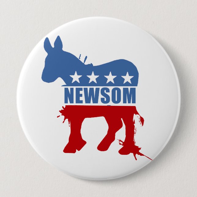 Badge Rond 10 Cm Démocrate pour Newsom (Devant)