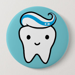 Badge Rond 10 Cm Dent mou avec dentifrice  Kawaii Cartoon Molar