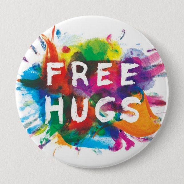 BADGE ROND 10 CM DES HUGS GRATUITS ! (Devant)