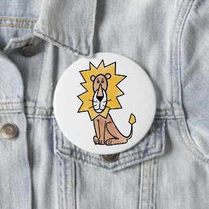 Badge Rond 10 Cm dessin animé lion mignon enfants rétro safari jung
