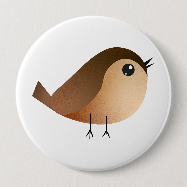 Badge Rond 10 Cm Dessin d'Oiseau de Bruant (Devant)