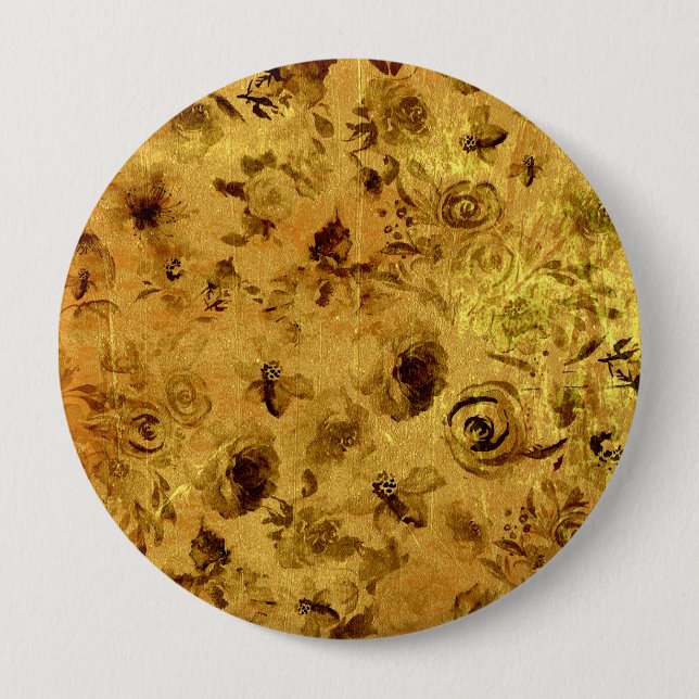 Badge Rond 10 Cm Différentes Roses à l'Aquarelle (Devant)