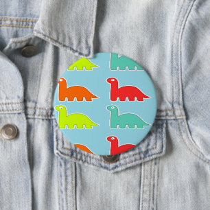 Badge Rond 10 Cm Dinos en bleu